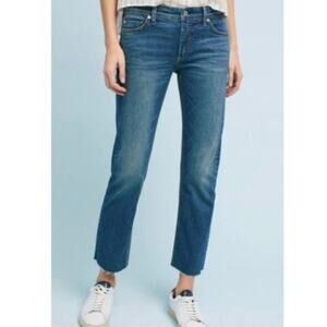 Pilcro and the Letterpress Slim Straight Mid Rise Dark Wash Denim Jeans 28